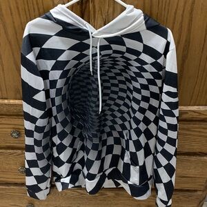 SHEIN Black and White Optical Illusion Hoodie